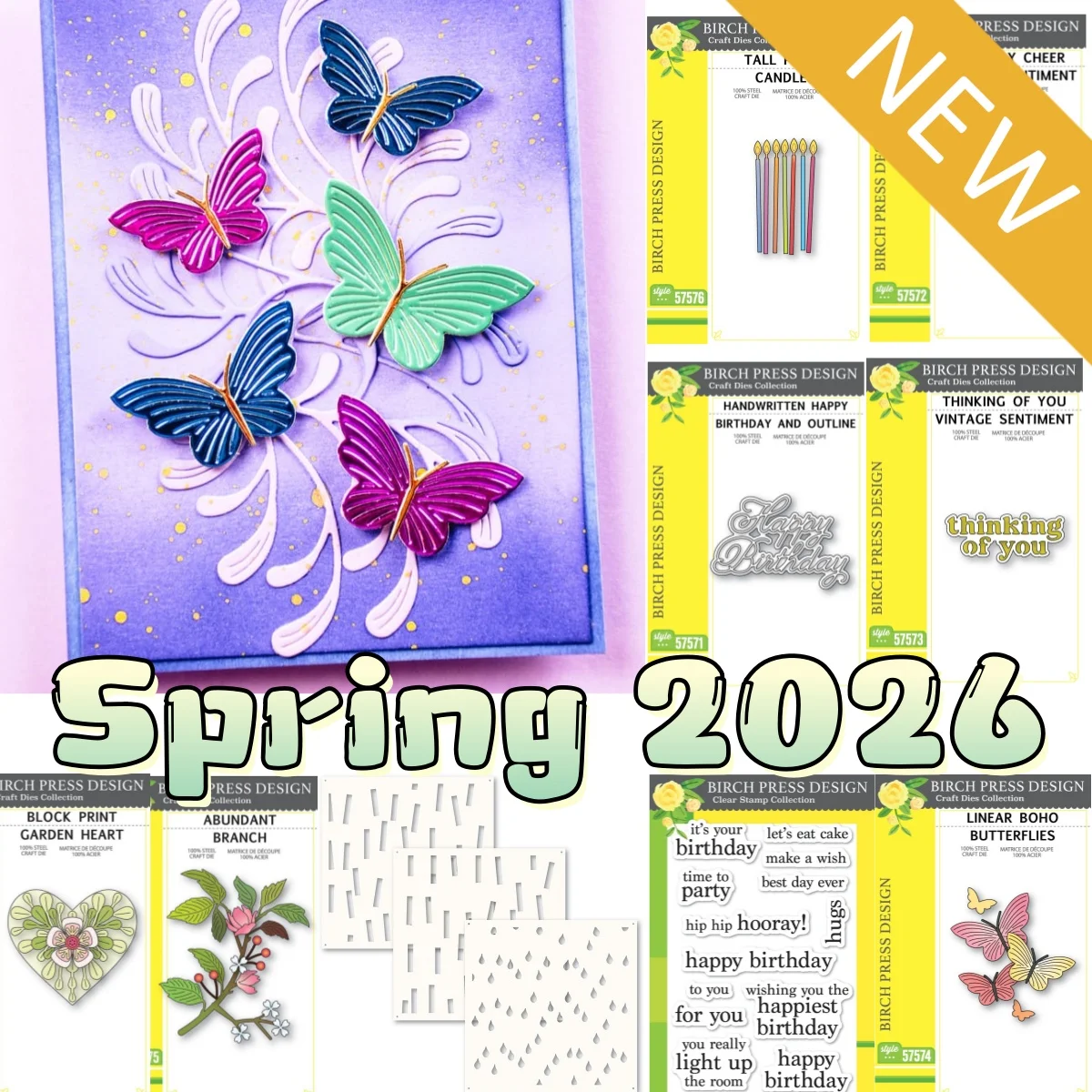 

Spring 2026 Linear Boho Butterflies Metal Cutting Dies Clear Stamps Stencil For DIY Scrapbook Craft Decoration Make Card Album