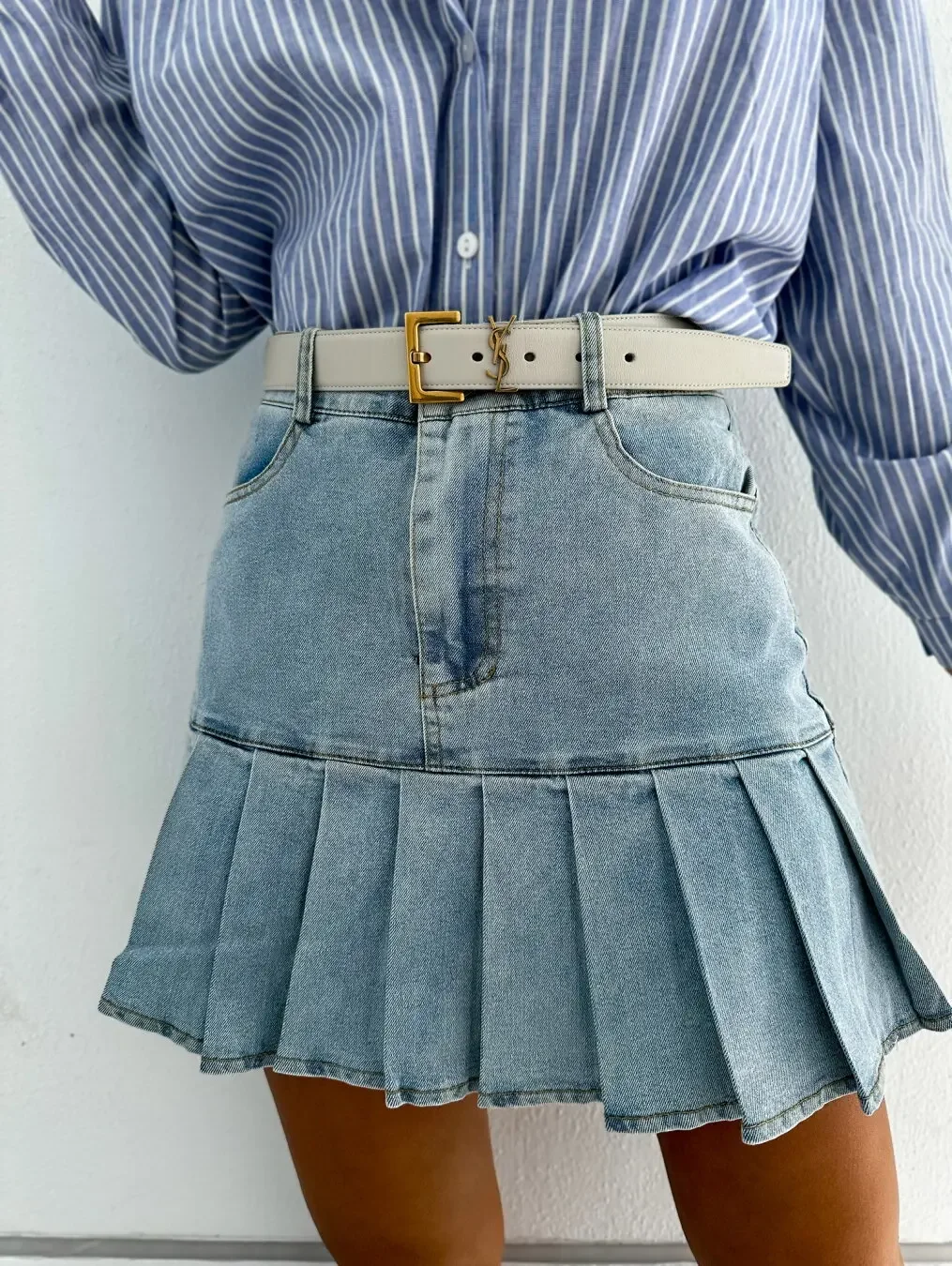 

Pleated Skirt Women Vintage Denim Mini Skirts Washed Distressed Stretch High Waist Above Knee Spring Summer Y2k Jeans Streetwear