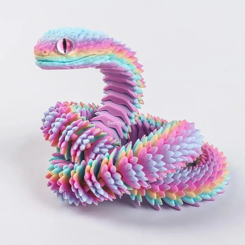 2026 Neue 3D-gedruckte realistische Schlangenstatue mit beweglichen Gelenken, Fidget-Simulationsschlange, Schreibtisch-Deko, Tiermodell, Geschenk – Detail 11