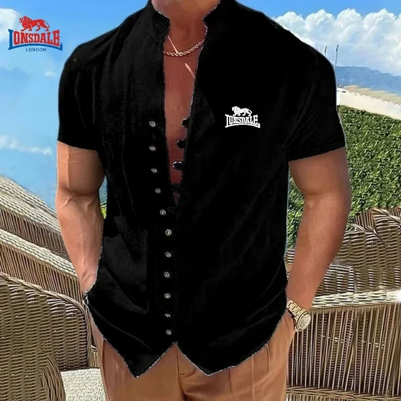 

Summer Men's Embroidery Brand Pure Cotton Retro Henry Short Sleeved Shirt New Luxury Trendy Casual Breathable Polo Shirt Top