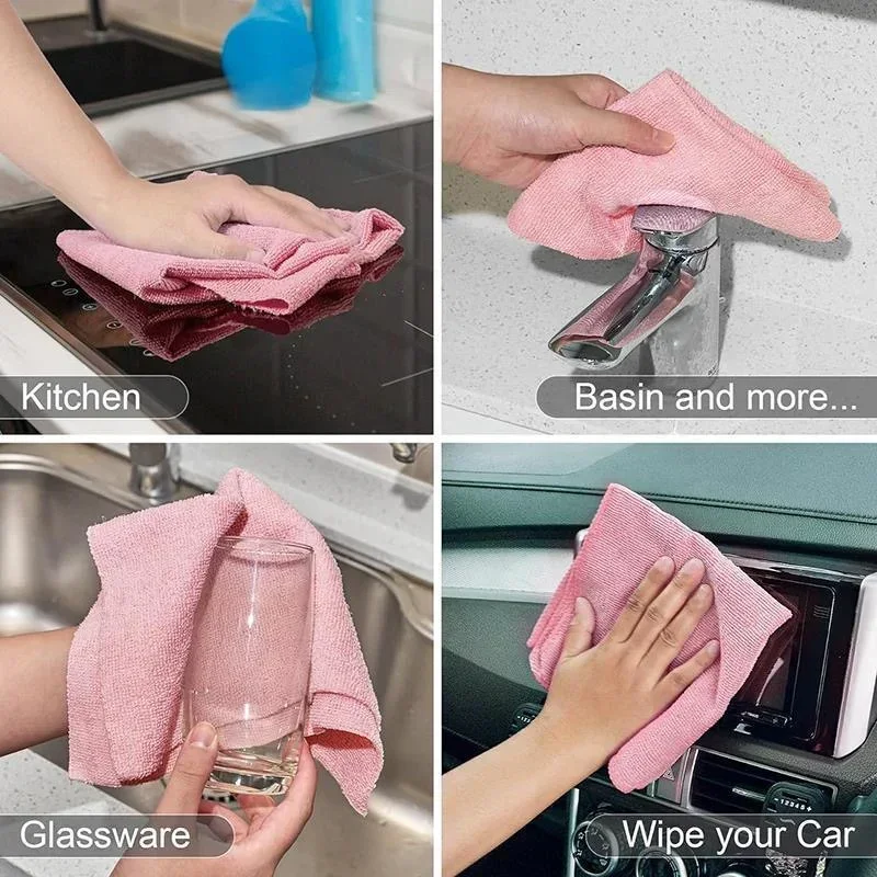 20pcs Car Washing Towels Reusable Cleaning Wipe Car Household Kitchen Cloth Microfiber Towel Rolls Dish Rags Wash Paper Towel