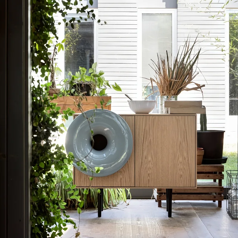 New Internet celebrity speaker dining side cabinet gray piano paint tea cabinet modern simplicity