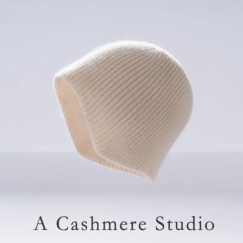 Winter Pure Cashmere Knitted Hat Women's Warm Ear Protection Hat Outdoor Warm Cashmere Cap Threaded Soft Hat