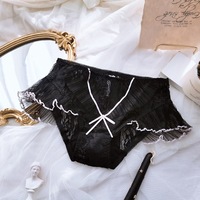 Japanese Women Lovely Cute Lolita Kawaii Mesh Lace Panties Palace Ruffles Lace Briefs Knicker big size 3L 4L 5L 6L 120KG