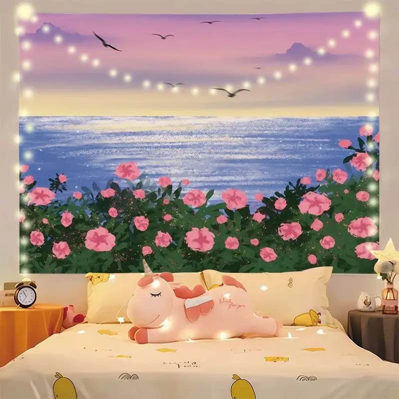 VIKAMA Healing Flower Field Tapestry Wall Hanging, 6 Designs, Wall Decor for Bedroom Living Room Dorm
