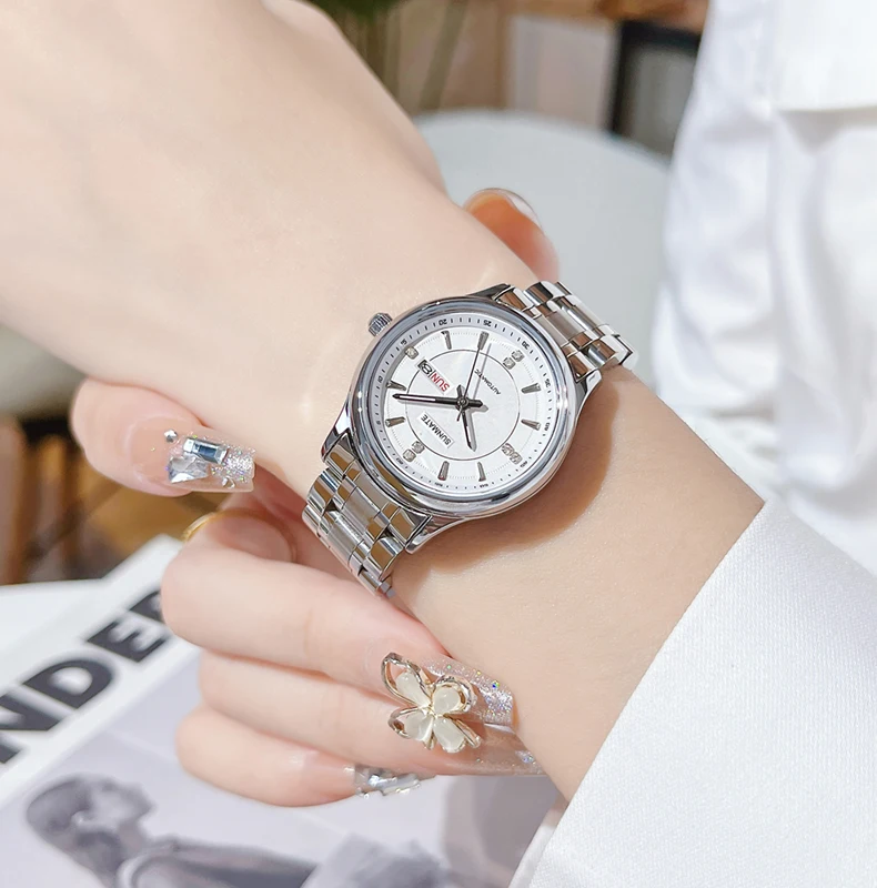 SUNMATE Women's Automatic Mechanical Watch Women's Stainless Steel Bracelet Watch Fashion Simple Waterproof Women