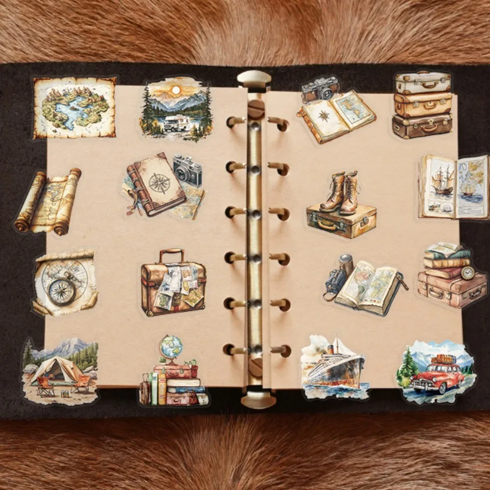 50 قطعة من ملصقات السفر العتيقة الشفافة - ديكور PET مقاوم للماء للمجلات والقيثارات وأجهزة الكمبيوتر المحمولة (متجر عوالم الرسوم المتحركة)