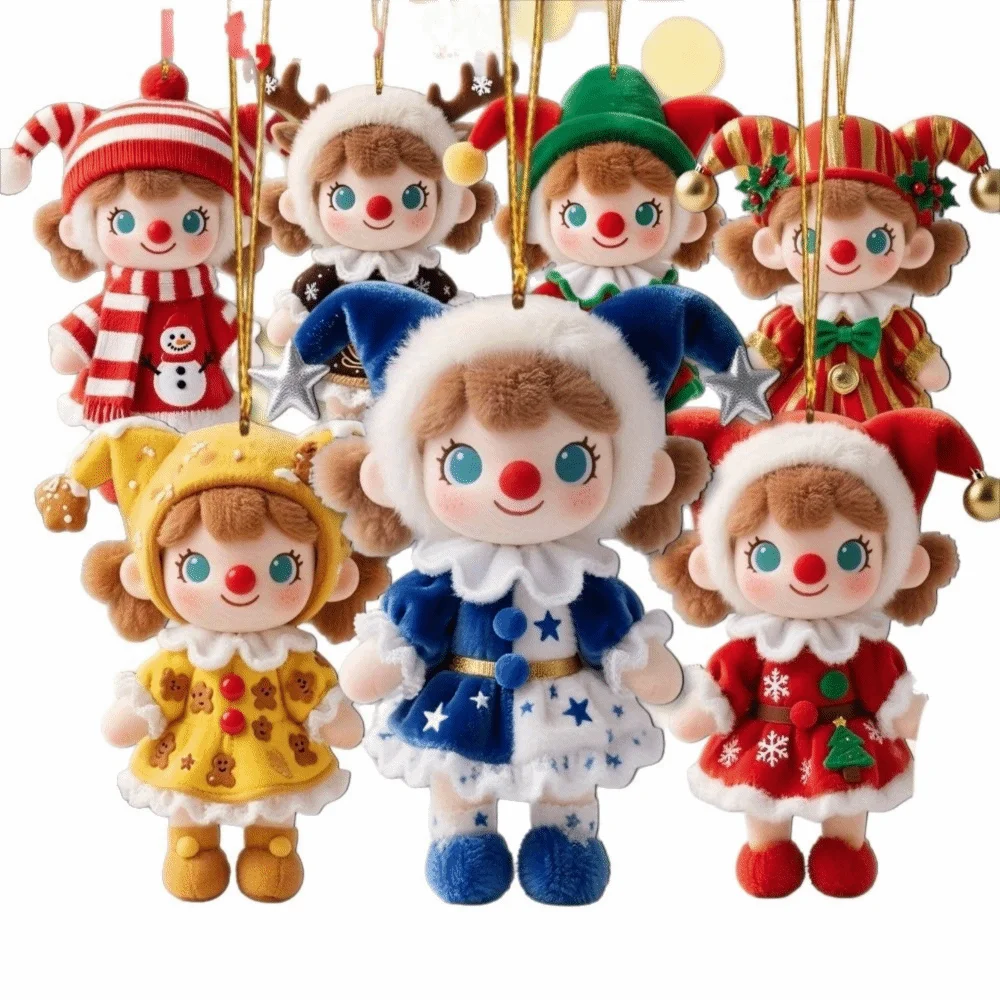 12 قطعة من زينة دمية عيد الميلاد الملونة، زخرفة شجرة عيد الميلاد الخشبية المصنوعة يدويًا، تصميم تقليدي مسطح 2D #2