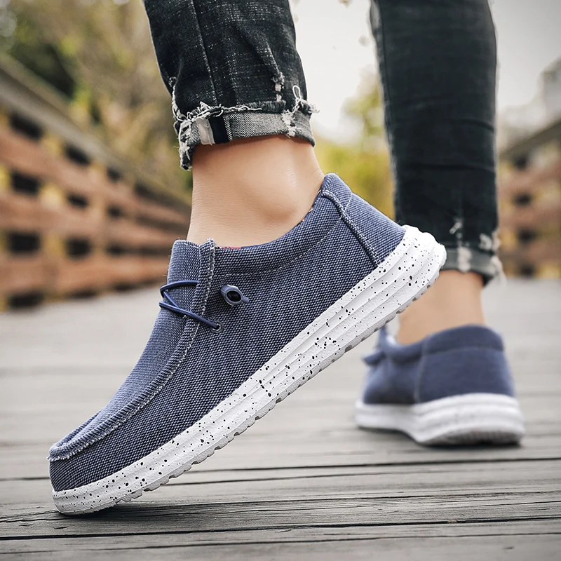 Spring Summer Classic Blue Mens Canvas Loafers Big Size 48 Comfortable Platform Shoes Casual Men Flats Low Shoes Men Espadrilles