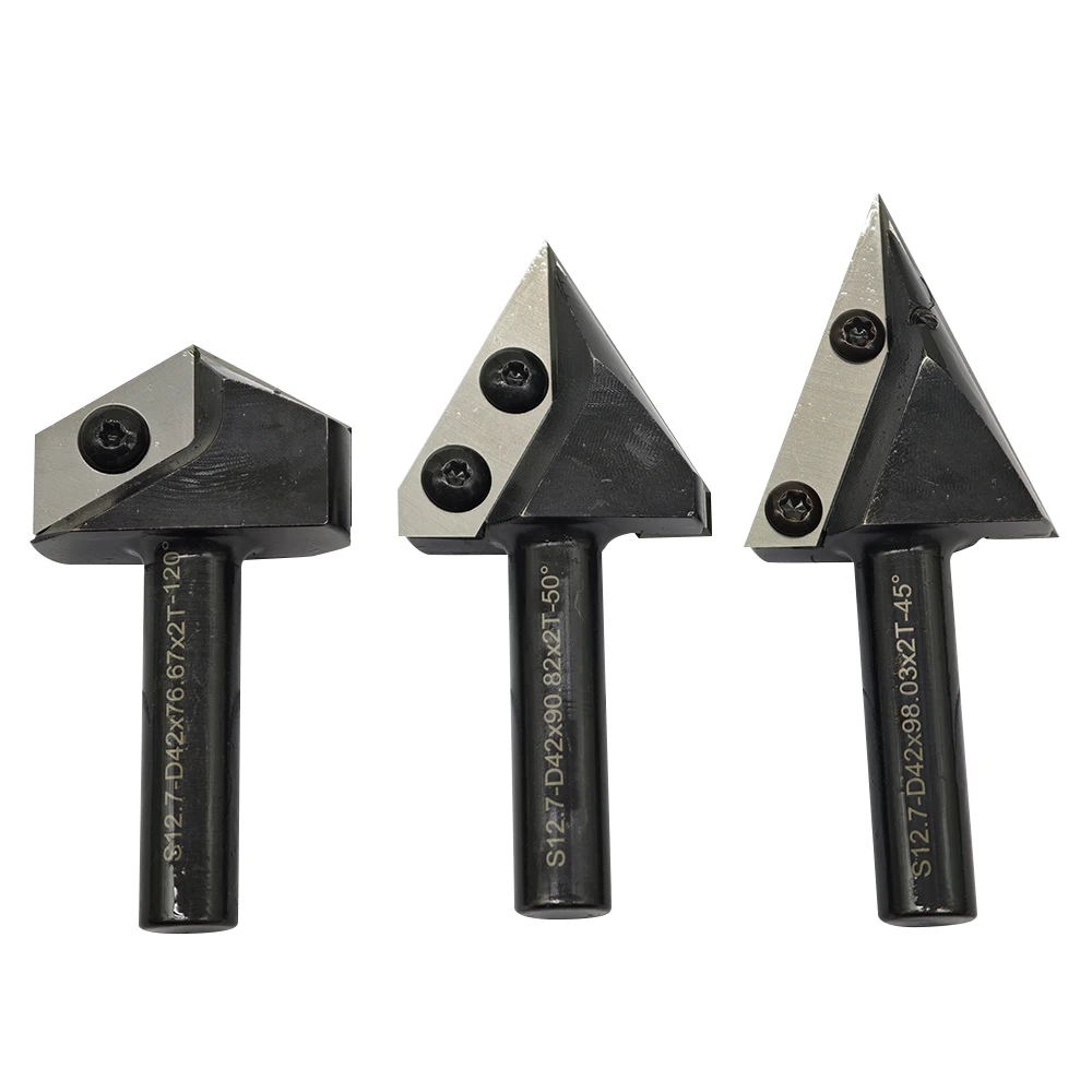 

CNC Router Bits Woodworking 1/2 ShanK45/50/120 Degree V-Type Milling Cutter Cleaning Bottom Woodworking Milling