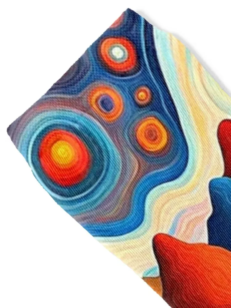 Paisagem de montanha psicodélica 5 meias antiderrapantes meias de movimento de futebol novas meias femininas masculinas