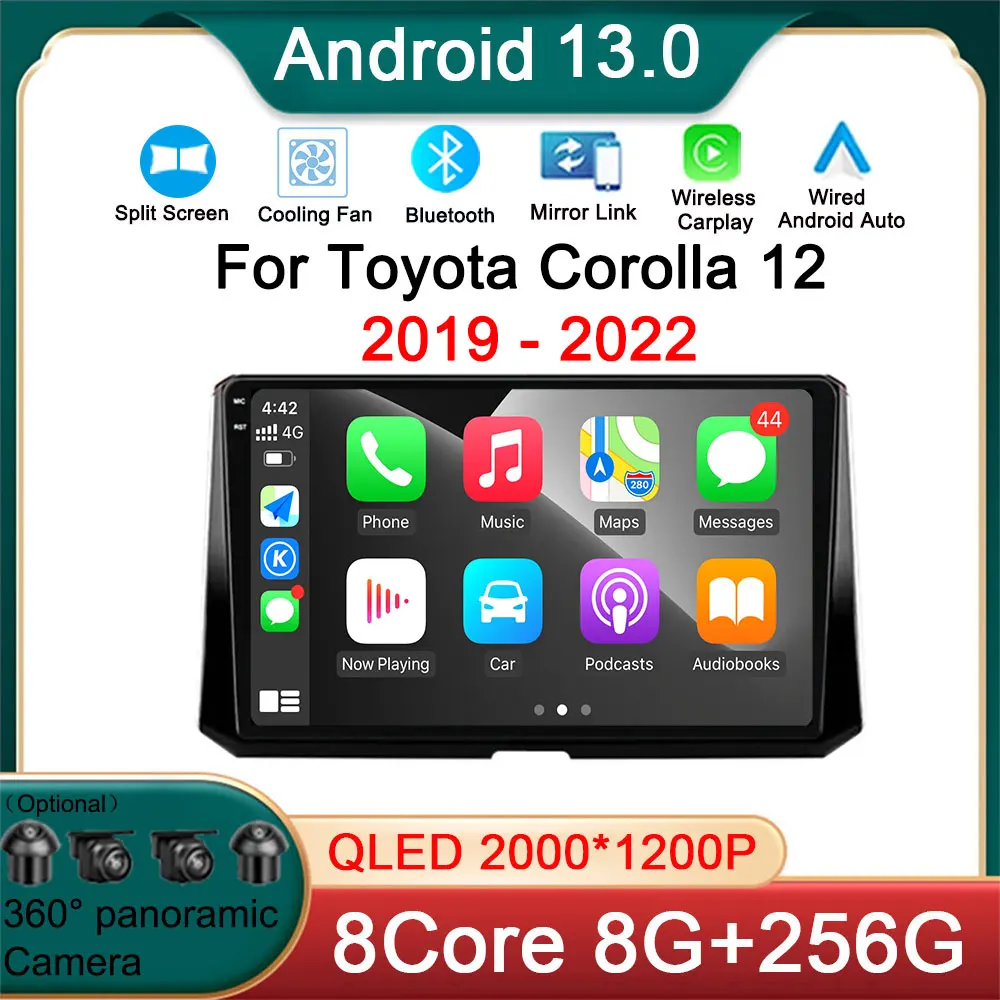 

Car Radio Auto Multimedia Video Player For Toyota Corolla 12 2019 - 2022 Android 14 Carplay Stereo Carplay 4G + WIFI GPS DSP