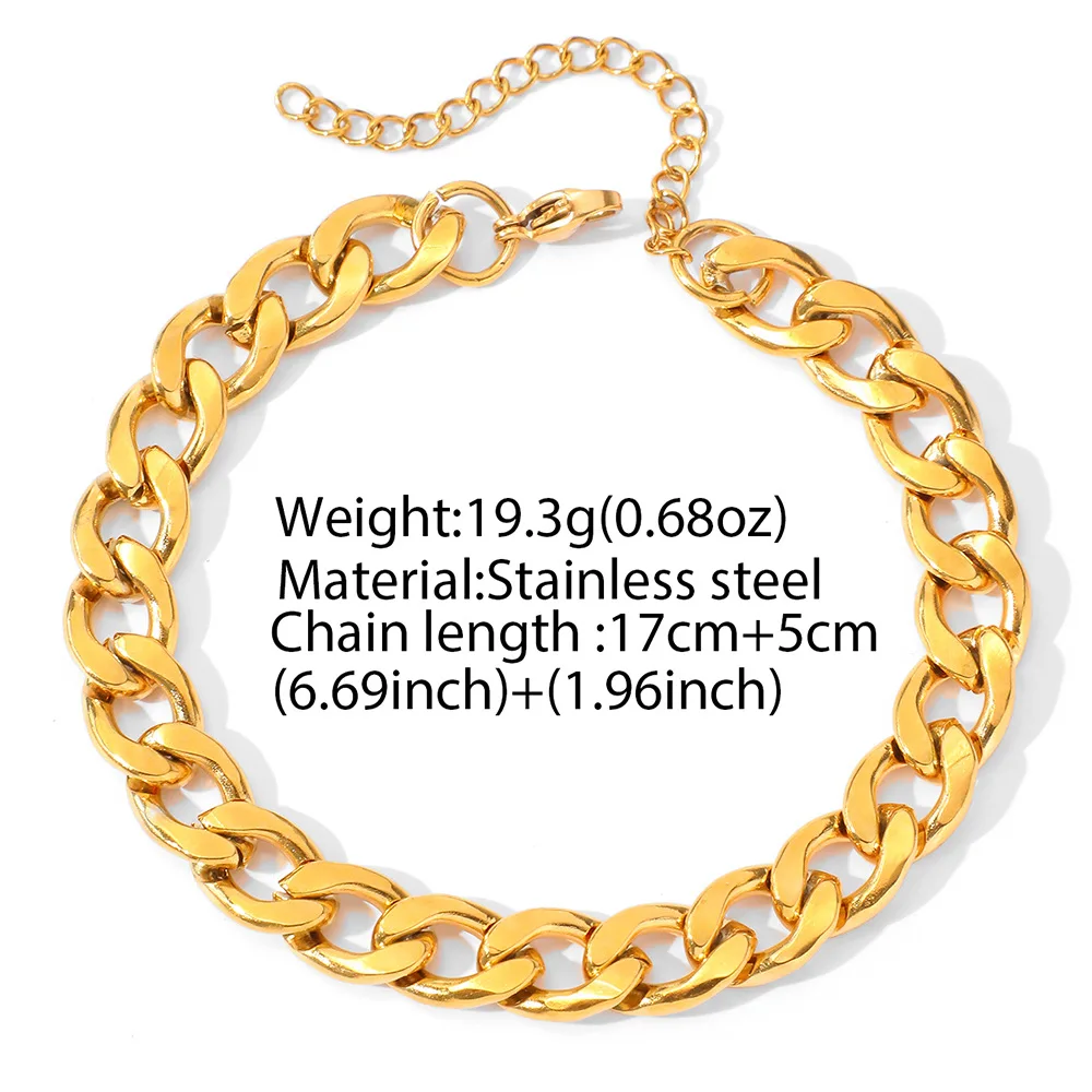 EILIECK 316L Edelstahl Trendiges Metall Wasserdichtes Dickes Kettenhalsketten-Armband-Set Edelstahl-Charm PVD-Schmuck Bijoux – Detail 9