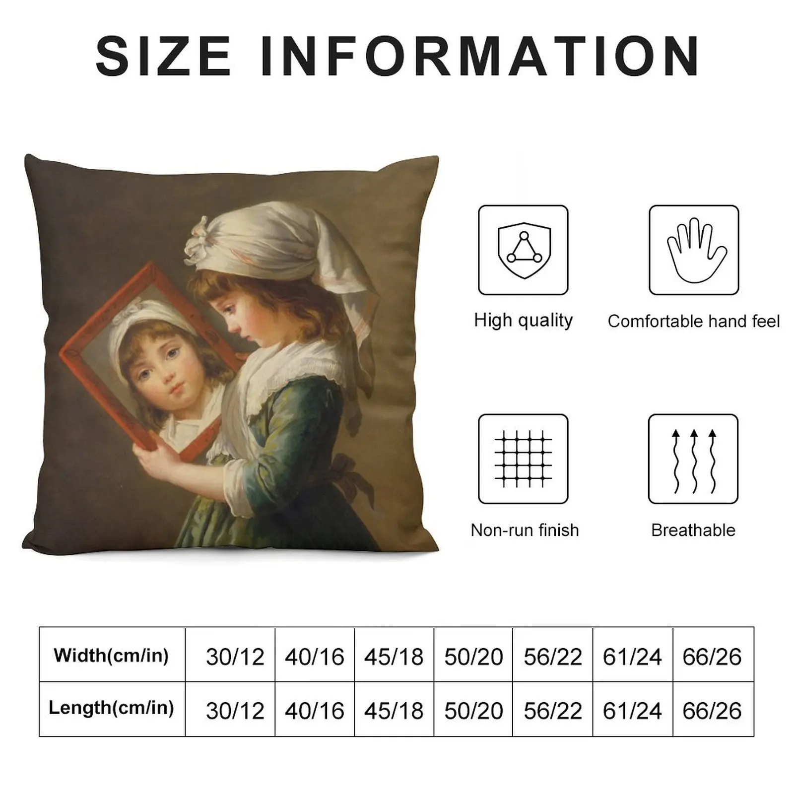 Julie Le Brun Looking in a Mirror Elisabeth Louise Vigee Le Brun 1787 French Nursery Art Throw Pillow Pillowcase Cushion pillow