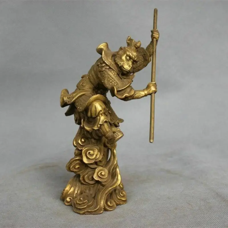 

Ancient Mythology Divinity Bronze Sun Wukong Monkey King Hold Stick Fight Statue