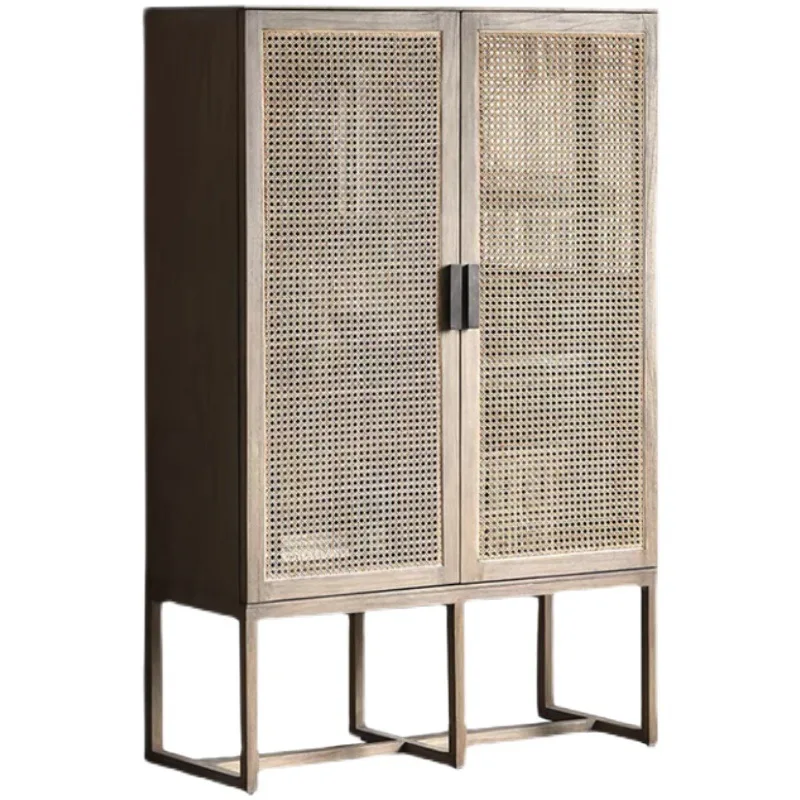 

Japanese-style log wabi wind locker, bed and breakfast living room stand cabinet, Nordic designer creative