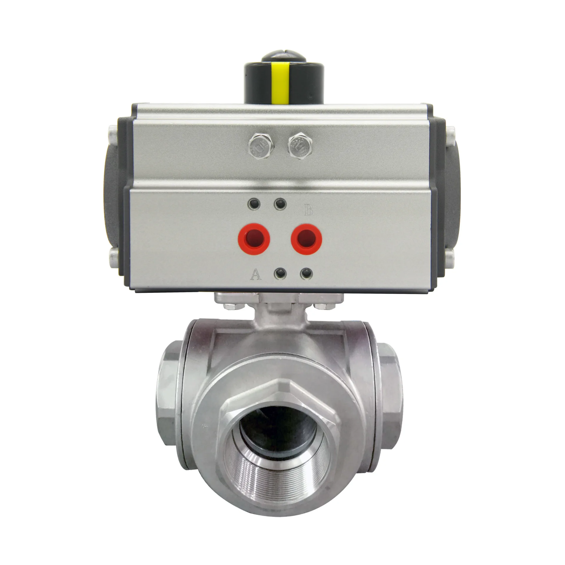 

BZ pneumatic stainless steel three-way threaded ball valve Q614F threaded high platform T/L flow direction chemical