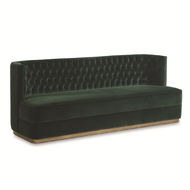 

Light luxury stainless steel titanium dark green velvet soft bag card seat sofa, pull buckle backrest with 5 pieces