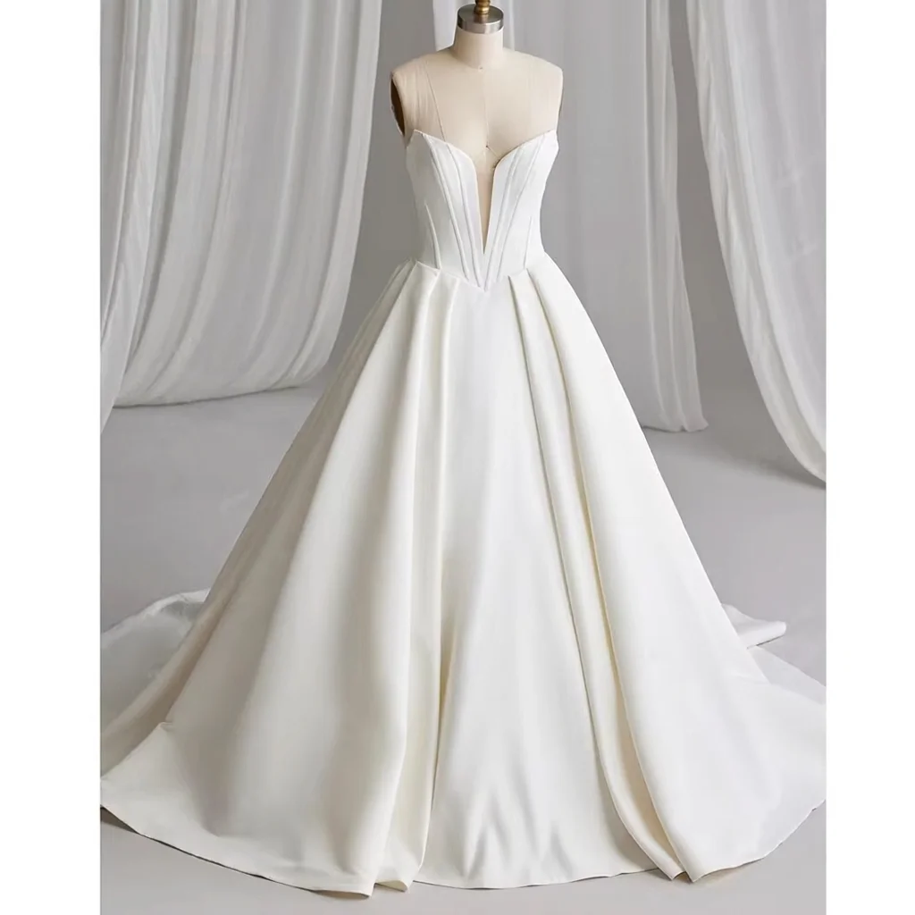 Lakshmigown Off The Shoulder Crepe Satin A-Line Bridal Gowns For Formal Party Floor Length Wedding Dress Vestidos Customized