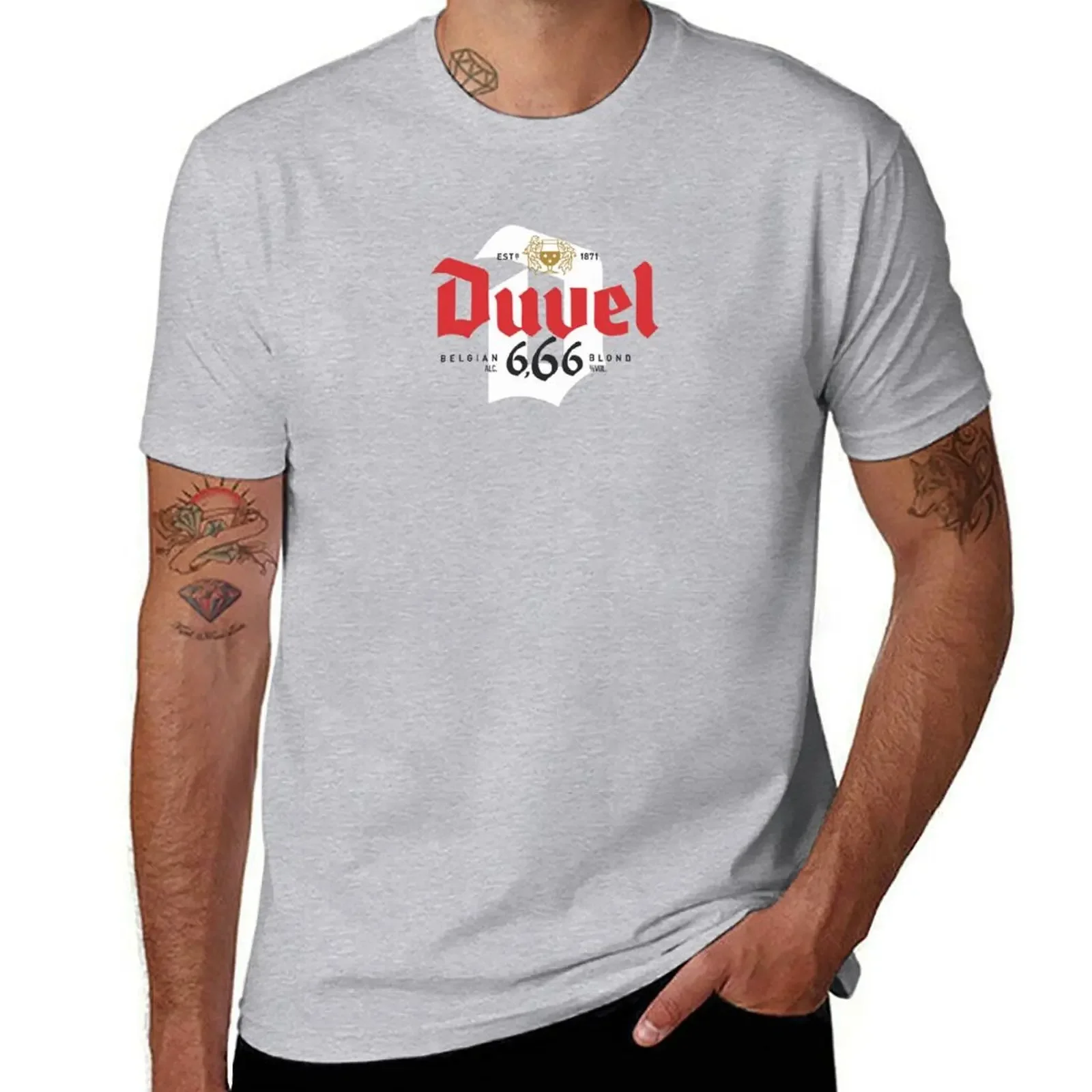 Duvel เสื้อยืดน่ารักเสื้อท่อนบนปรับแต่งเองได้สำหรับฤดูร้อนเสื้อยืดผู้ชายตัวใหญ่สูง2024ใหญ่คอกลมมาใหม่ล่าสุด