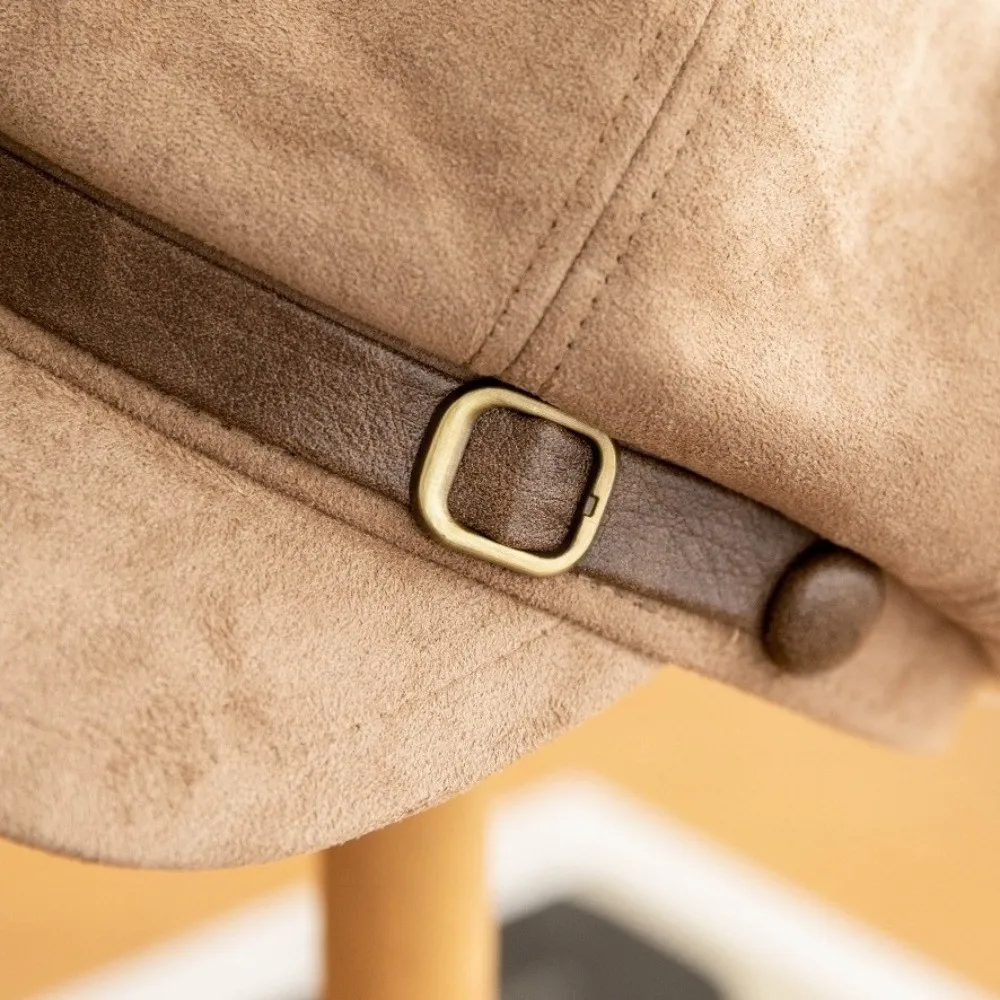 Versatile Warm Suede Berets Windproof Flat Top Newsboy Hat Melard Style Solid Color Women Octagonal Hat Autumn Winter