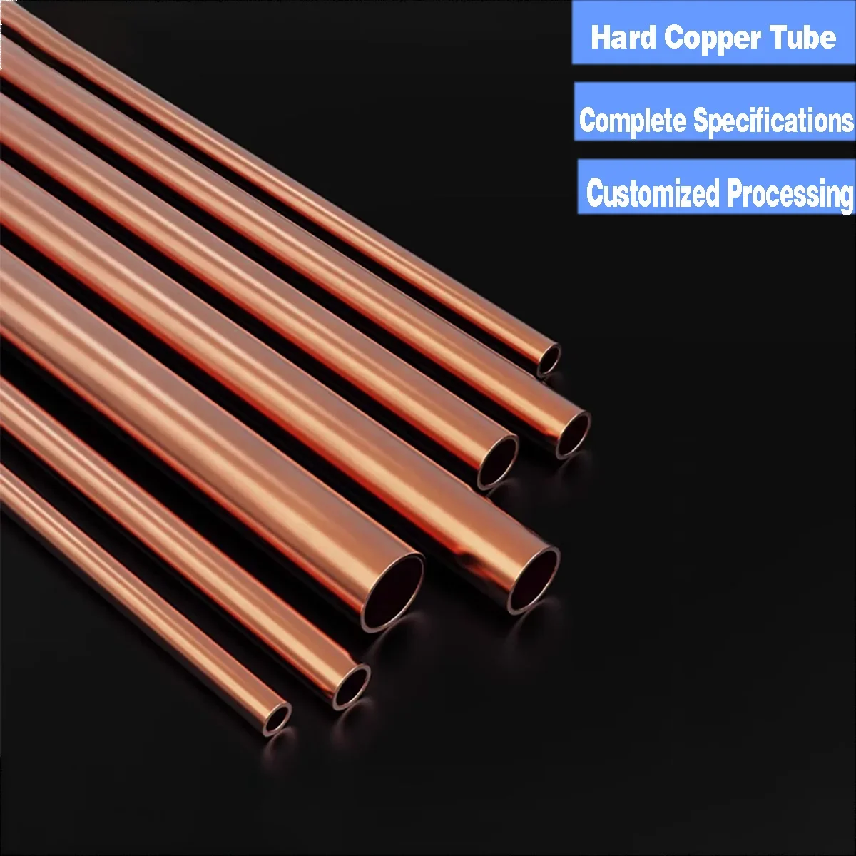 T2 Purple Copper Tube/Thin-Walled Hollow Capillary Hard Straight Tube Wall Thickness 0.5/1/1.5/2/3/4mm  Length 500mm