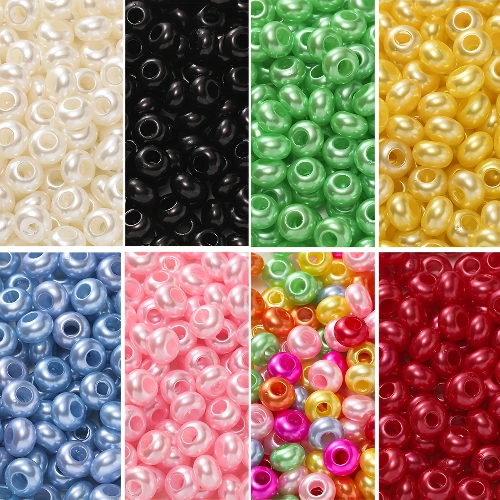 30 Stück/Lot Große Lochperlen aus Acryl, künstliche Perlen, farbige lose Spacer-Perlen für DIY Armbänder, Halsketten, Schmuckherstellung, Zubehör