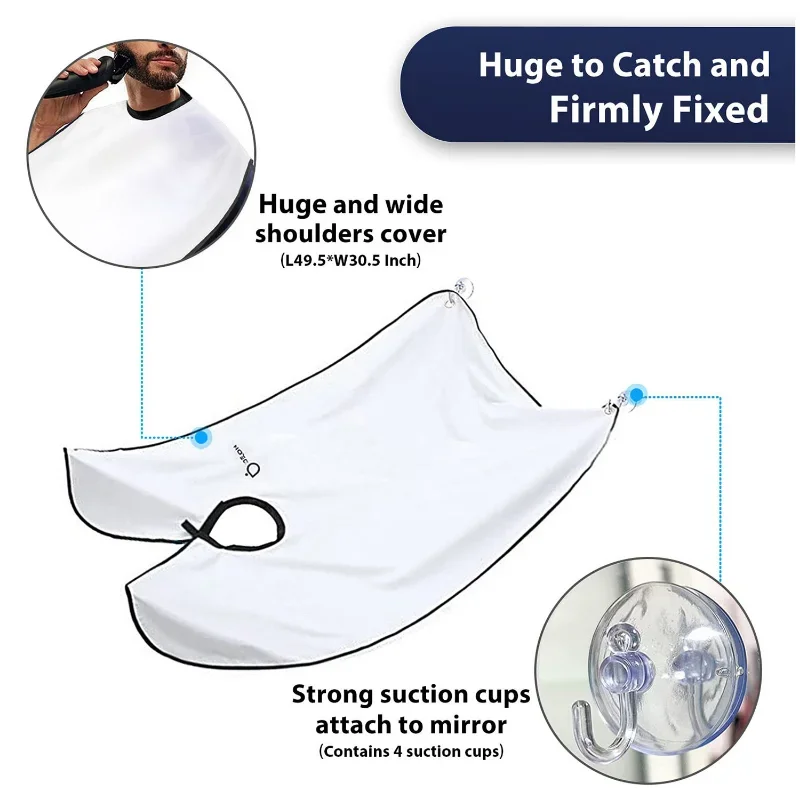 Beard Catcher Bib Beard Apron Beard Catcher Men Shaving Trimming Waterproof Non-Stick Beard Cape Grooming Cloth with Suction Cup