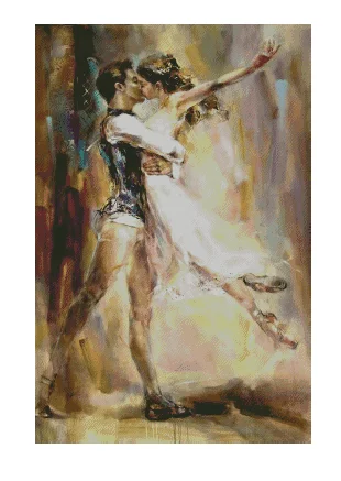 Dance of tenderness Kissing 16CT Canvas Unprinted Top Quality Cross Stitch Kit Embroidery Art DIY Handmade Needlework Home Decor