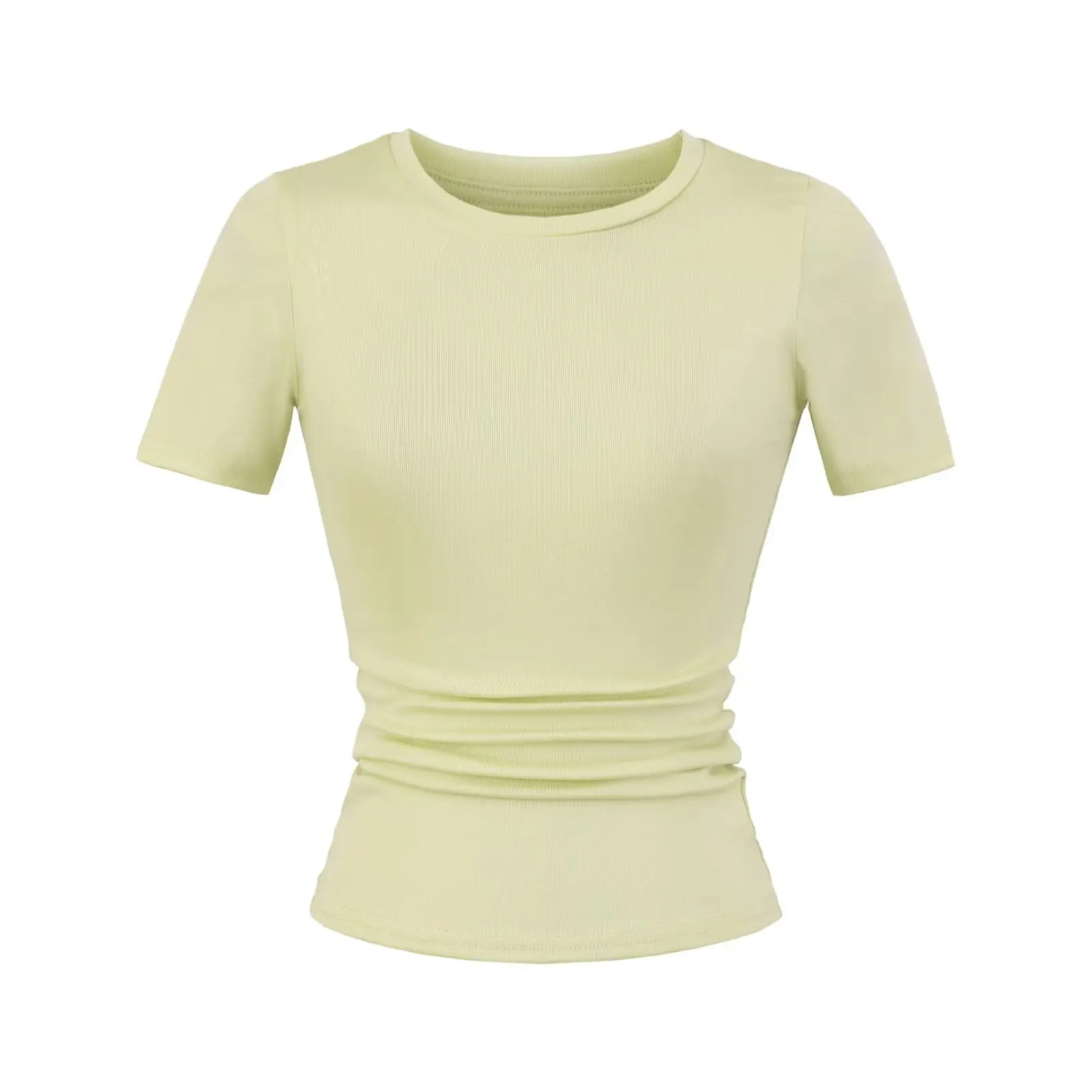 Slim Fit ort Sve round Ne T-irt Women Summer Thin Pure Desire Sle Lyocell Material Street Sle  Color Top