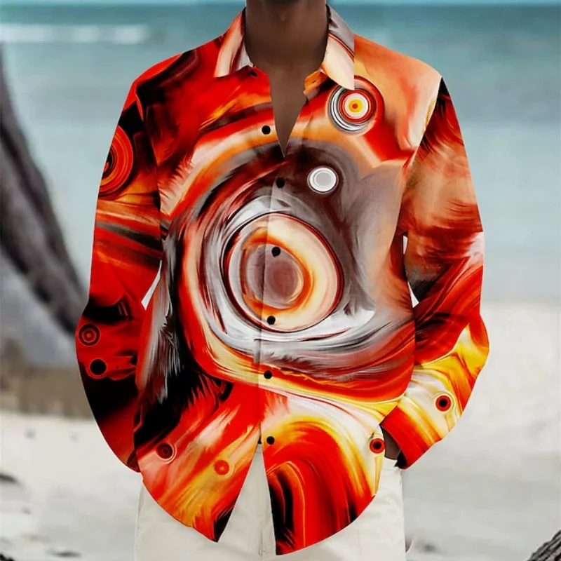 Hawaiian Men's Shirt Summer Lapel Button Shirt Streetwear Outdoor Clothing 3d Gorgeous Graphic Long Sleeve Printed Tee Men Tops