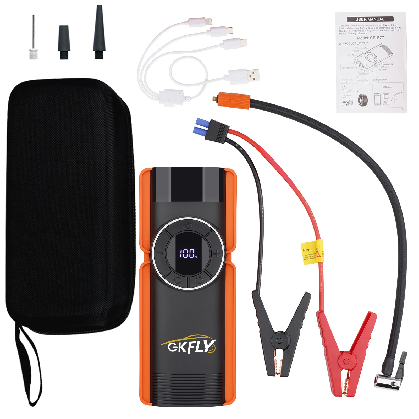 GKFLY 4000A Auto-Starthilfe, hohe Leistung, 69,6 Wh, Powerbank, Notstartgerät, tragbare Autobatterie-Booster, Busters – Detail 17