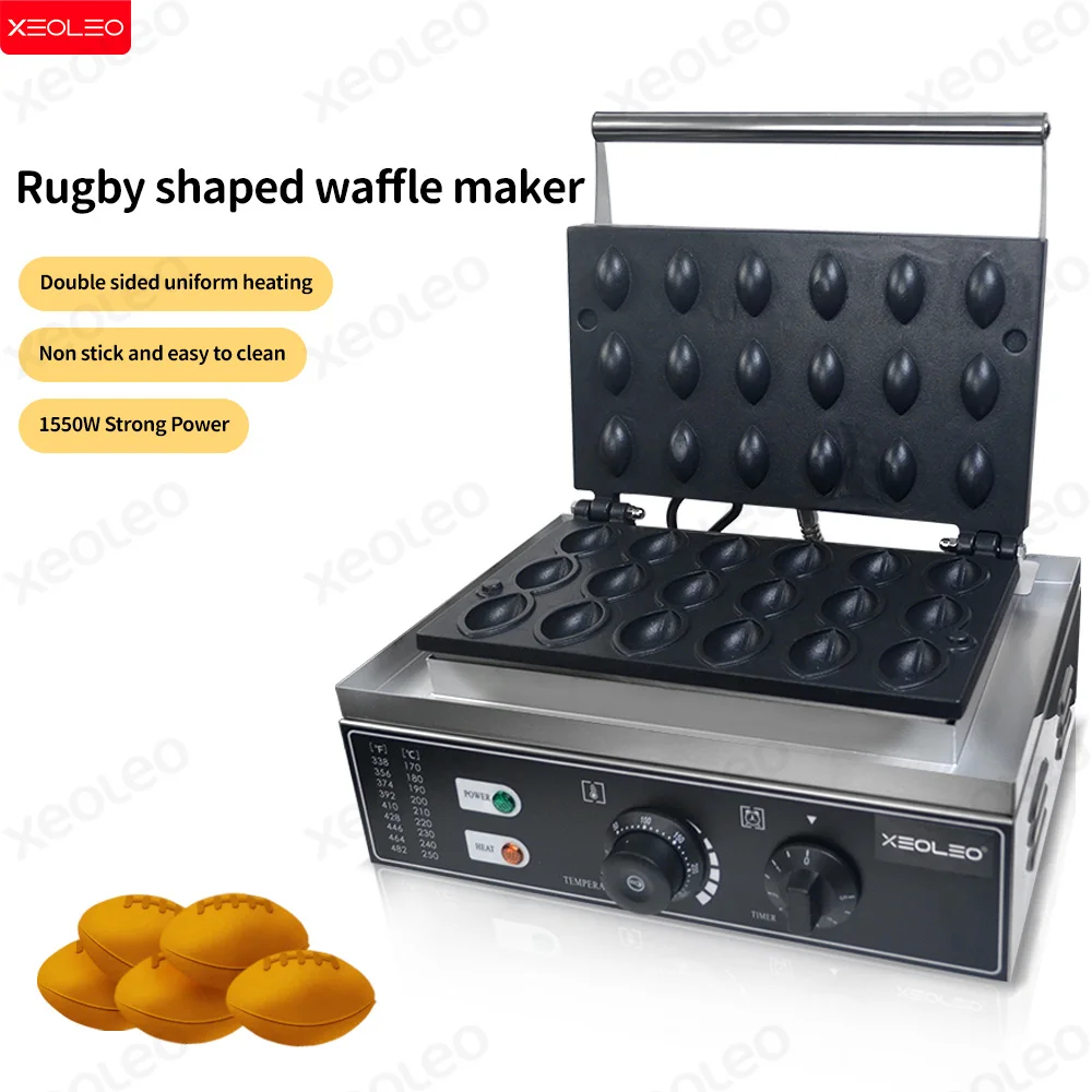 

XEOLEO Electric Waffle Maker 1550W Rugby Ball-Shaped Waffle Machine Rugby Ball / Walnut Crispy Cookies Machine Non-Stick Coating