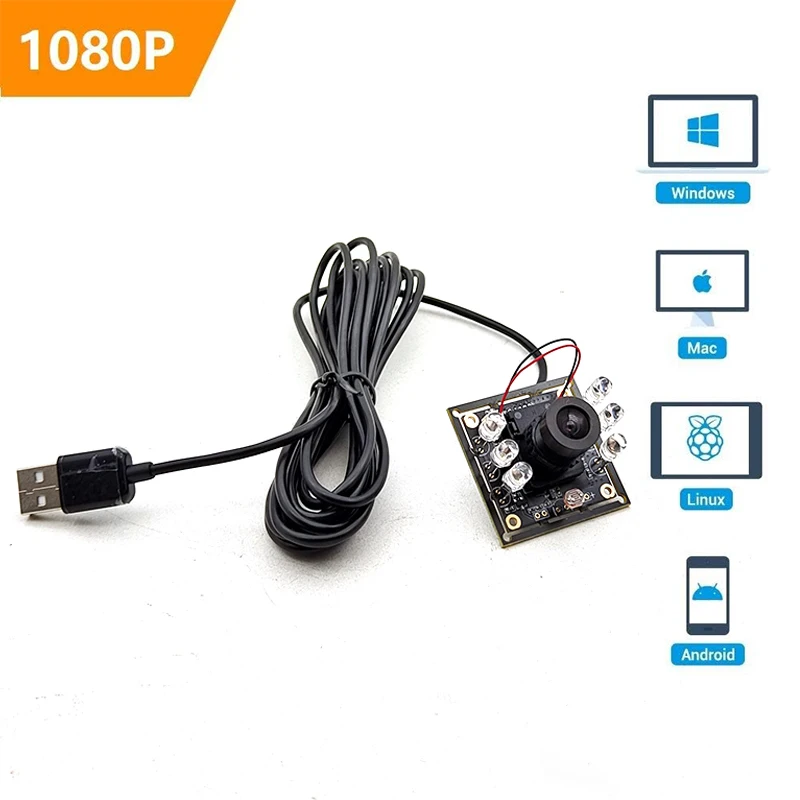 1080P Day Night Vision USB Camera for Computer pc Android 2MP Auto IR-Cut Switching All-Day Image USB2.0 Webcam Board  IR LEDs