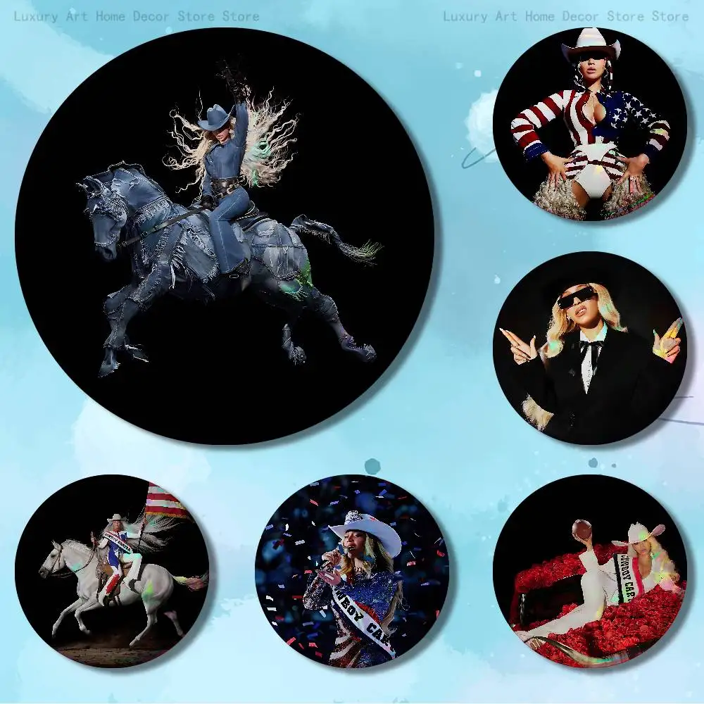 

B-Beyonces C-Cowboy Carter Enamel Pin Tinplate Round Brooch Cosplay Nijigen Otaku Culture Badges 58mm 44mm 32mm 75mm 25mm