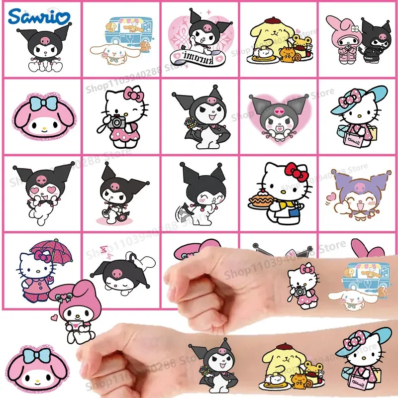 Kawaii Sanrio Cartoon Tattoo Stickers Cute Anime Figure Kuromi Birthday Party Decoration Supplie for Children's Gifts