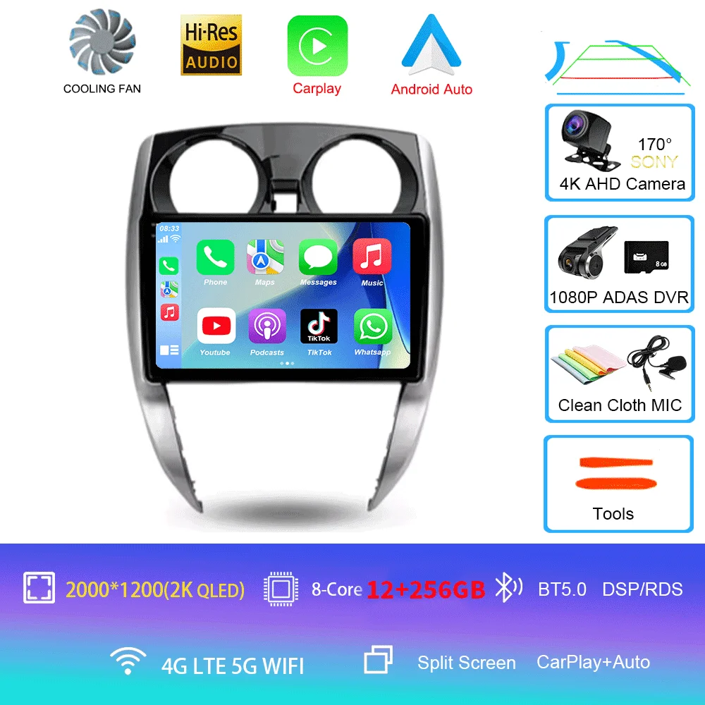Nissan Note 2 E12 2012 - 2021 Carplay Auto 4G+WIFI GPS autoradio navigatie multimedia videospeler stereo BT Android 16