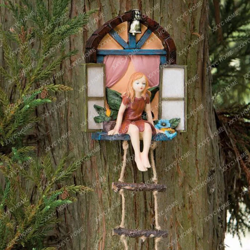 Balcony Resin Garden Decoration Outdoor Courtyard Window Princess Fairy Cute Character Door Wall Decorations Small Pendant