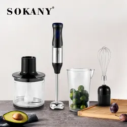 Sokany-Juego de batidora de mano potente 4 en 1, picadora de inmersión de acero inoxidable, batidor eléctrico para cocina, comida para bebés