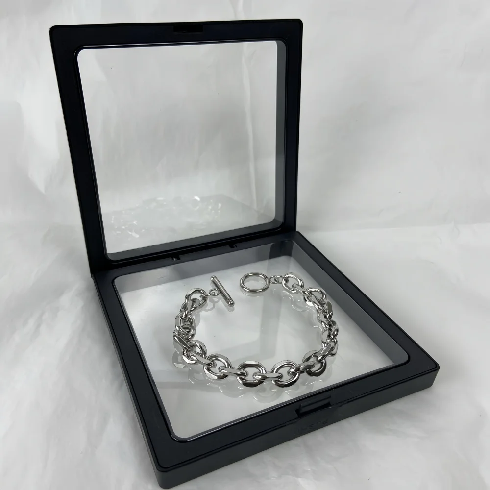 بسيطة الفولاذ المقاوم للصدأ الرجال سوار INS فضي اللون OT مشبك O-دائرة سلسلة سوار موضة النساء مجوهرات الإكسسوارات #3