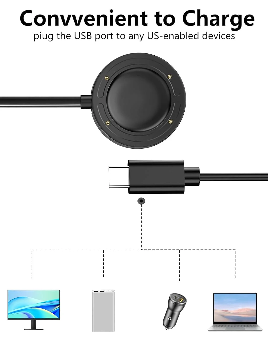 For Suunto run USB-C sports smartwatch charger replacement charger charging cable