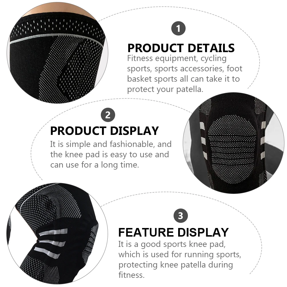 

1 Pair Silicone Shockproof Knee Pad Durable Breathable Compression Sleeve For Running Basketball Cycling Sports Fitness Gear