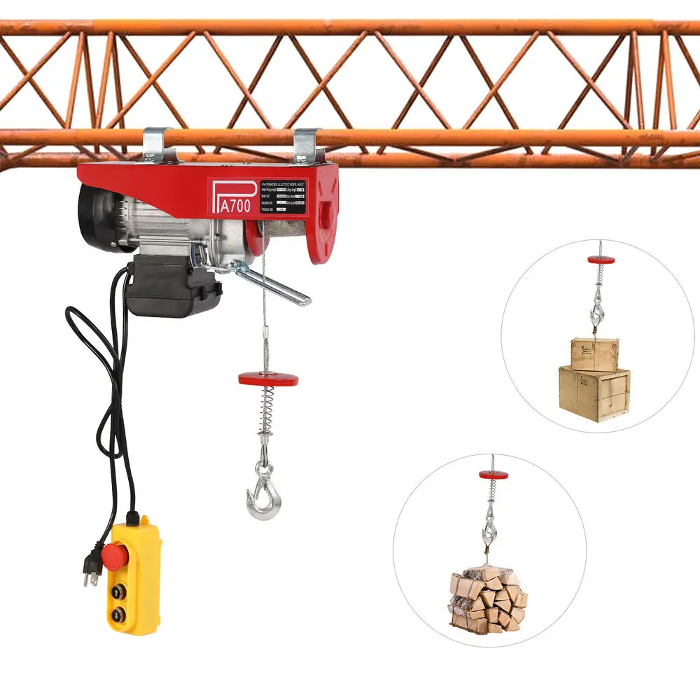 1543lbs Overhead Electric Hoist Crane Lift Garage Winch with Remote 110V US