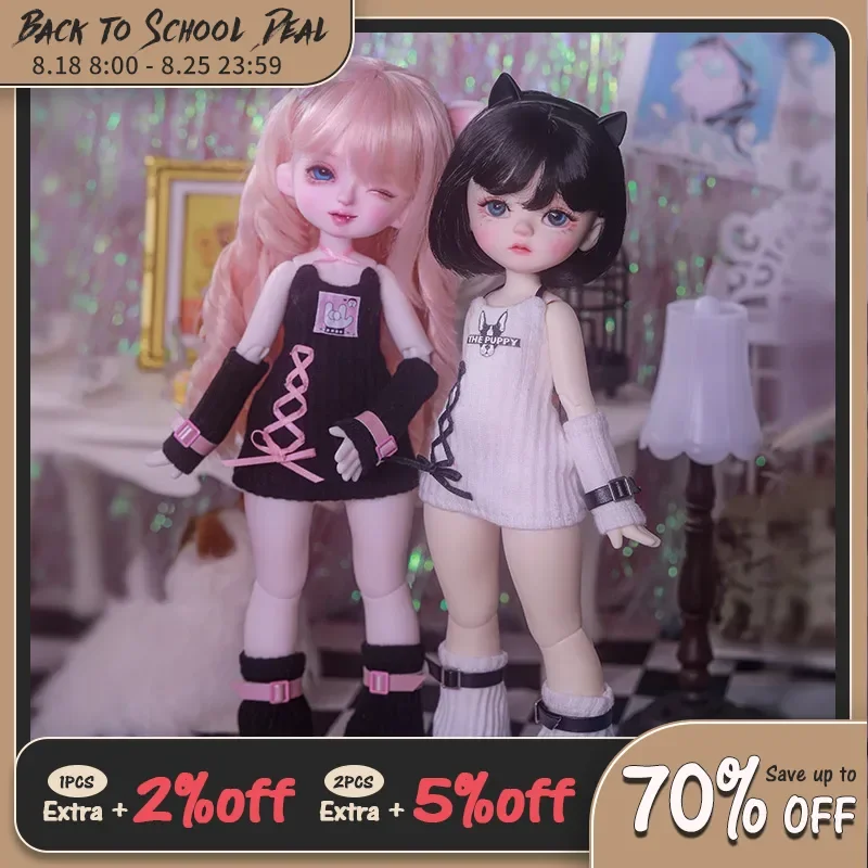 

1/6 BJD Doll Zane And Daly Cute Cat Girl In Short Knit Sweater Toys Handicraft Art Ball Jointed Collections