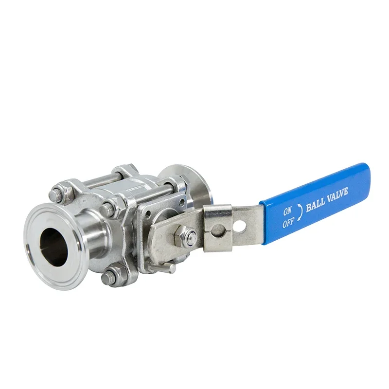 1 1/2 Inch Stainless Steel Sanitation Inox SS316L Chemical Industry Acid Three-Piece Clamping Ball Valve with Half Port PTFE