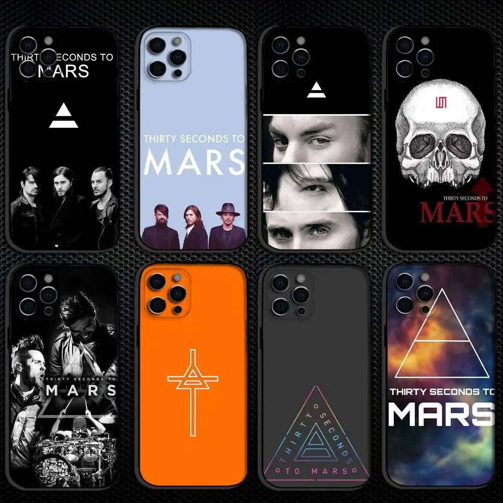 

Thirty S-Second To Mars 30stm Phone Case For iPhone 16,15,14,13,12,11 Plus,Pro Max, Soft Silicone Black Cover