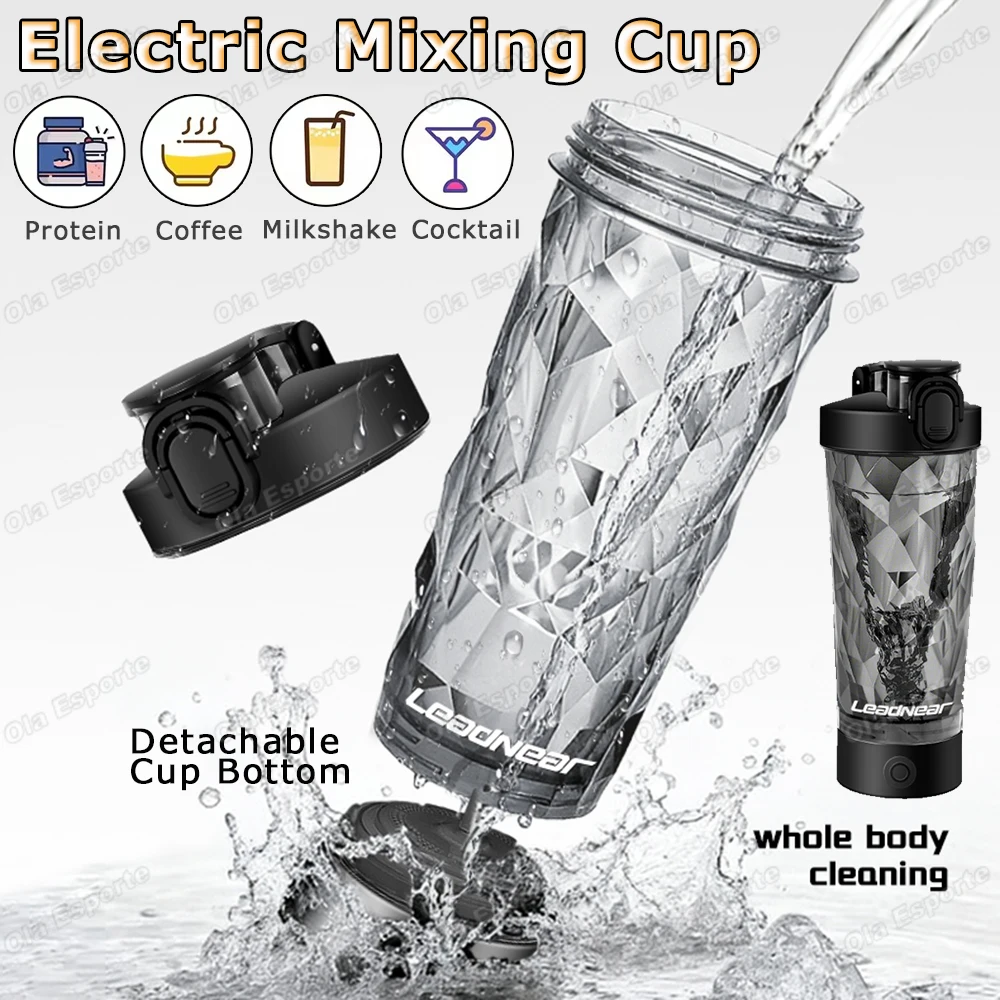 2026 Detachable Electric Mixing Cup Electric Protein Powder Shaker Cup USB Rechargeable Reusable Suitable For Indoor/Outdoor Use