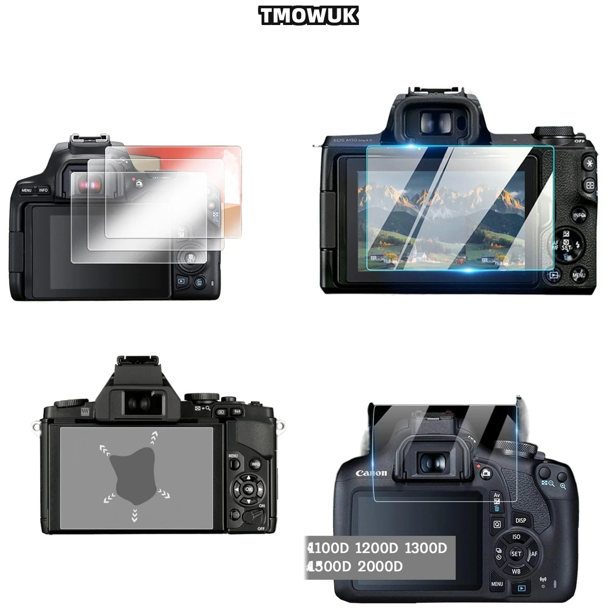 

For Canon 1200D 1300D 1500D 2000D HD Screen Protector, 9H Toughness, Transparent & Anti-Scratch.