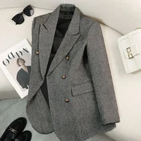 High-Quality Suit Jacket Women 2025 New Autumn Winter Word Pattern Blazer Coat Female Temperament Cool Design Unique Ladies Tops 5