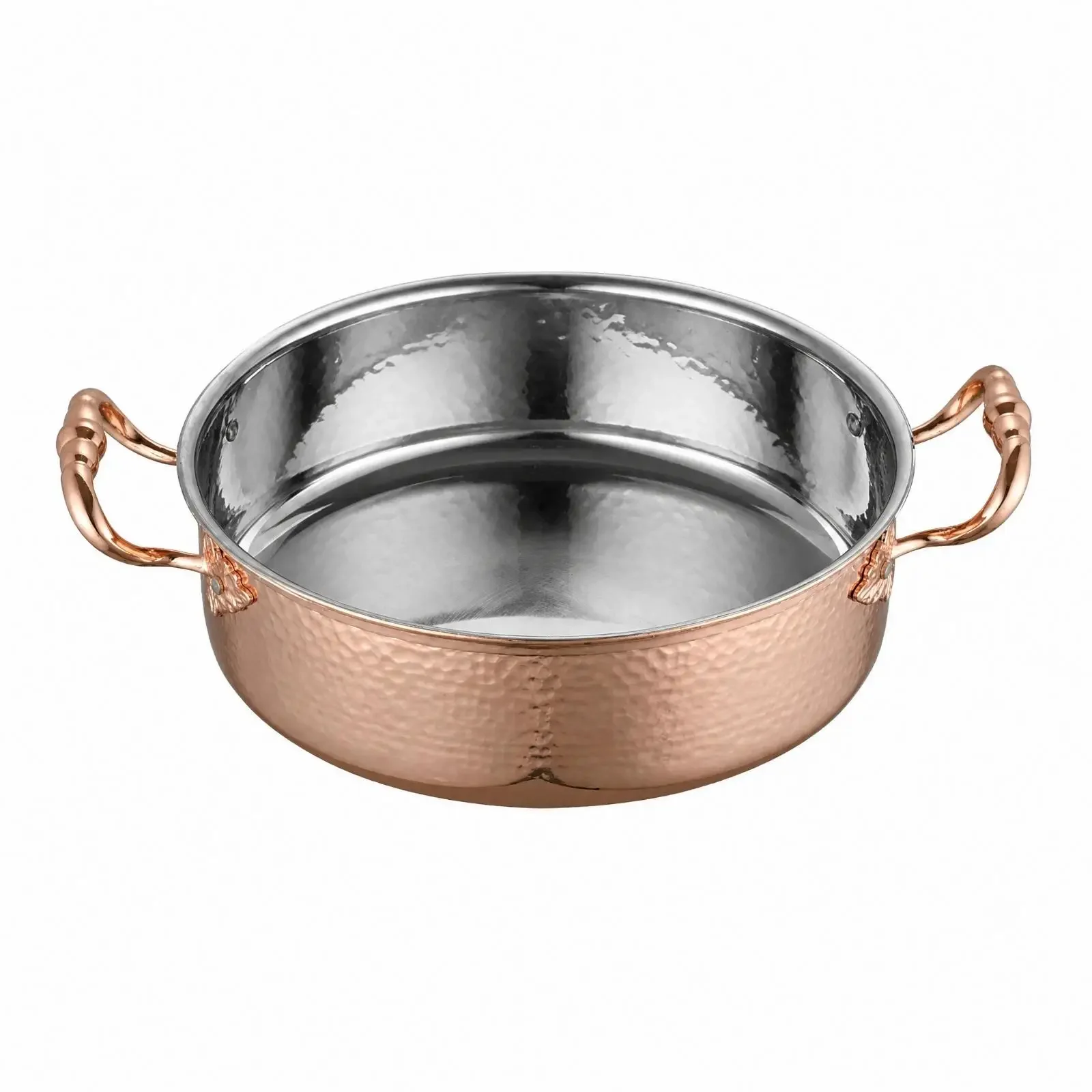 Hammered Texture Hot Pot Cookware for Family Gatherings with Sturdy Handles and Uncoated Interior